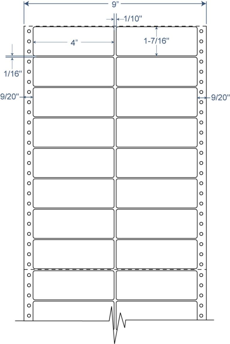 4″ x 1-7/16″ Pinfeed Labels 2 Across (120407)