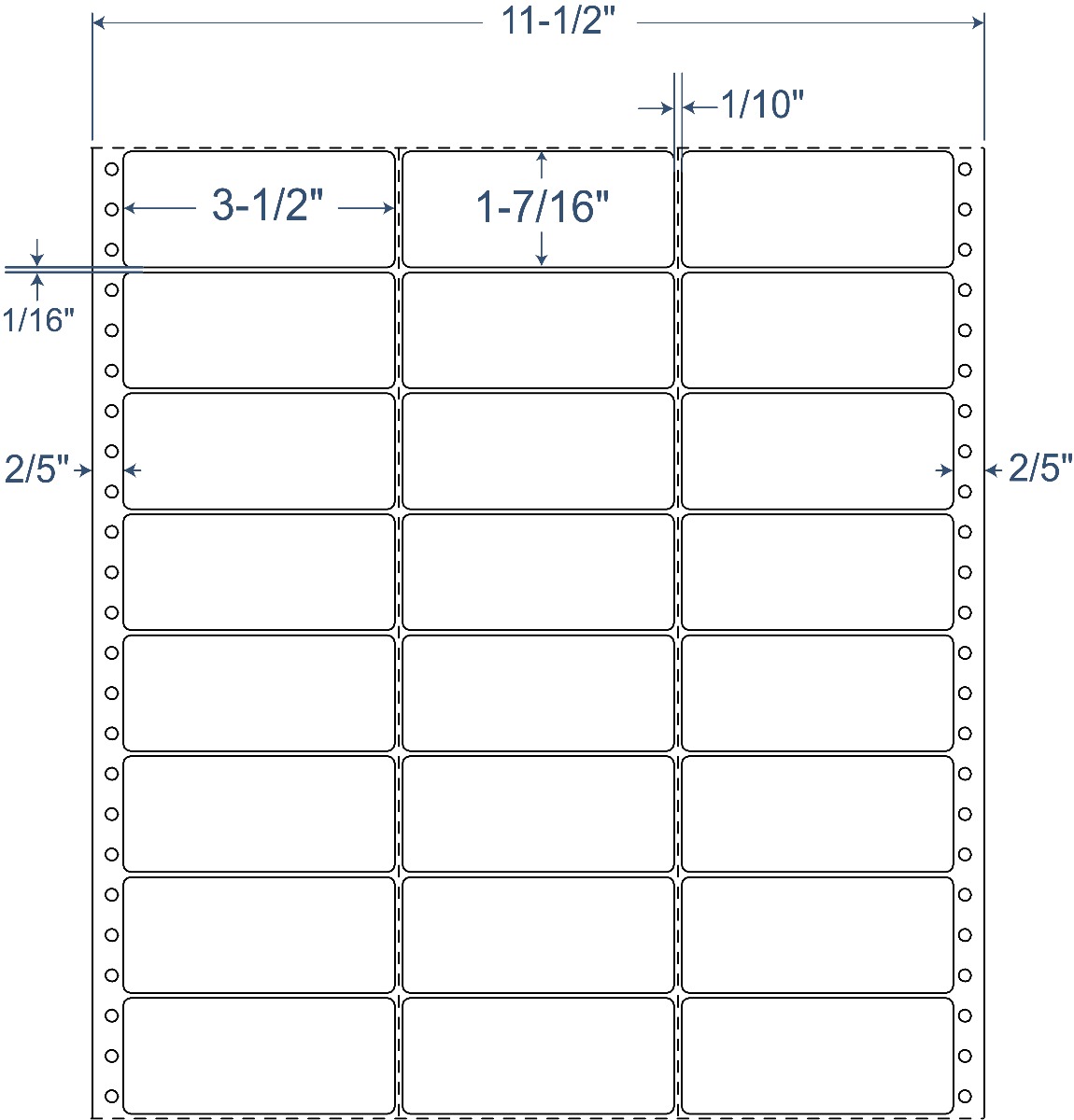 3-1/2″ x 1-7/16″ Pinfeed Labels 3 Across (130408)