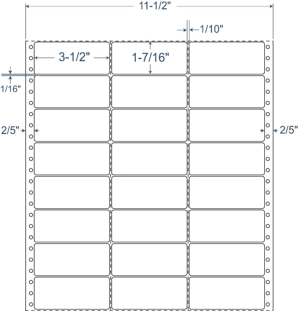 3-1 2″ X 1-7 16″ Pinfeed Labels 3 Across (130408)