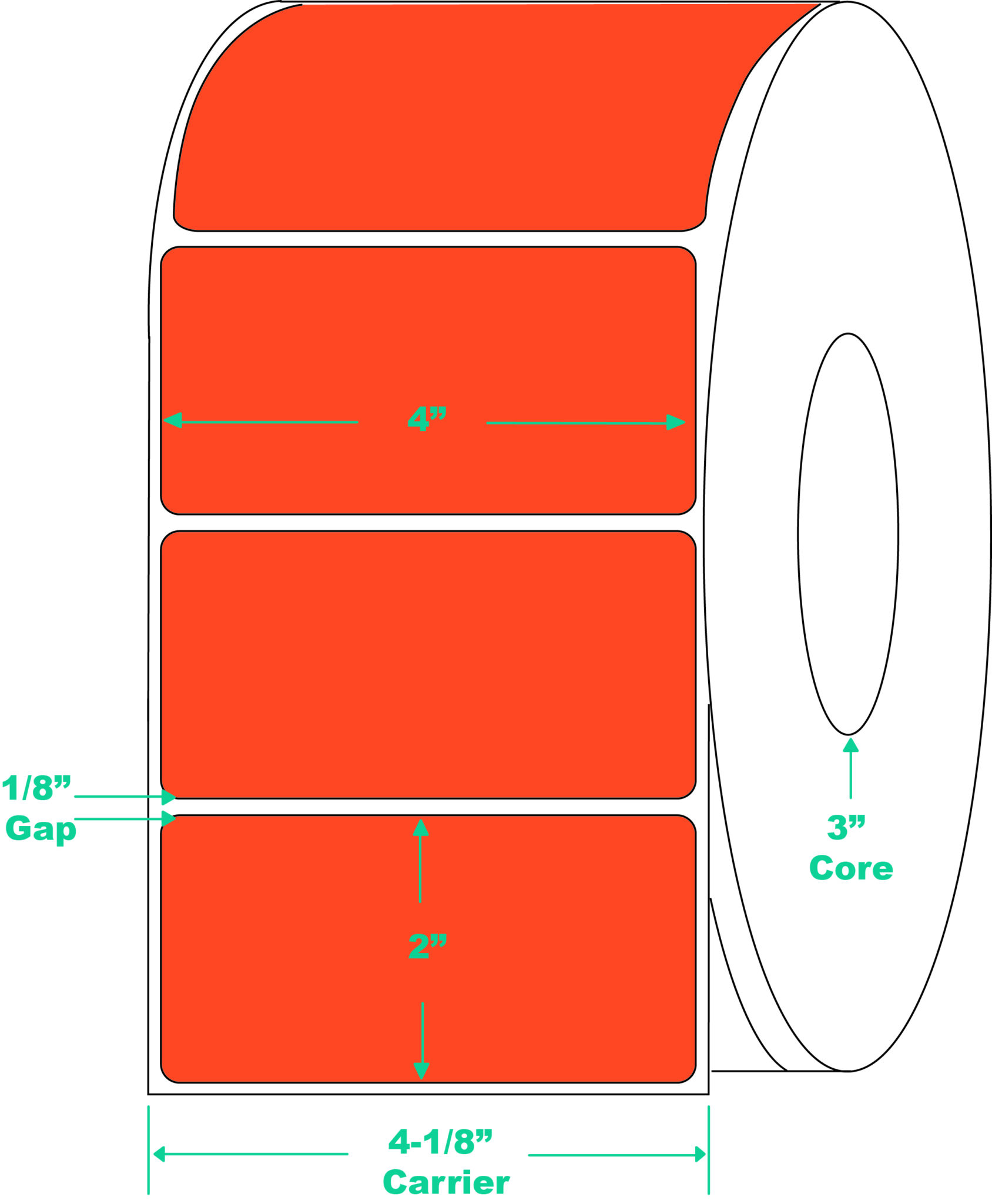 Compulabel 4"x2" Bright Orange Thermal Transfer Labels (640289)